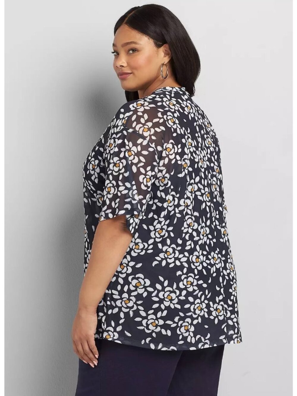 Lane Bryant Sheer Open Front Floral Print Kimona Size 22/24 - Picture 9 of 11